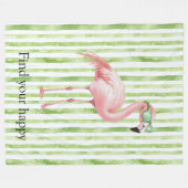Groene witte strepen roze flamingo fleece deken (Voorkant (Horizontaal))