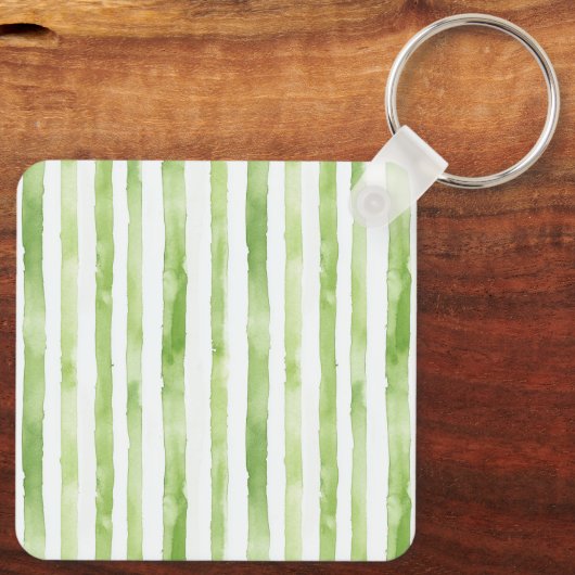 Groene witte strepen roze flamingo sleutelhanger (Achterkant)