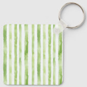 Groene witte strepen roze flamingo sleutelhanger (Achterkant)