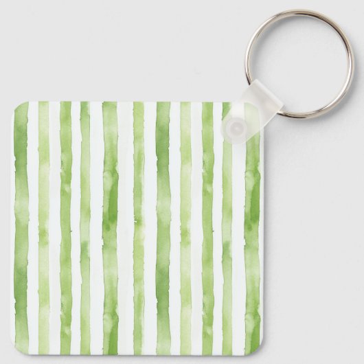 Groene witte strepen roze flamingo sleutelhanger (Achterkant)