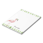 Groene Witte Strepen Roze Flamingo Strand Verjaard Notitieblok (Linkerzijde)