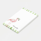 Groene Witte Strepen Roze Flamingo Strand Verjaard Post-it® Notes (Schuin)