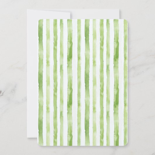 Groene witte strepen roze flamingo verjaardag kaart (Achterkant)