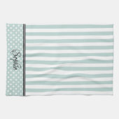 Groene & Witte Strepen Stippen Theedoek (Horizontaal)