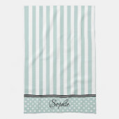 Groene & Witte Strepen Stippen Theedoek (Verticaal)