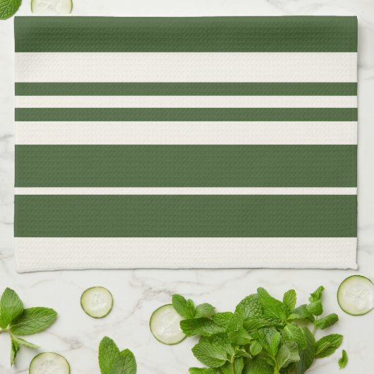 Groene witte strepen theedoek (Gevouwen)