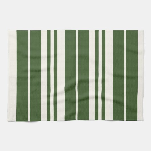 Groene witte strepen theedoek (Horizontaal)