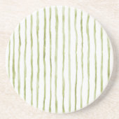 Groene Witte Strepen Zandsteen Onderzetter (Voorkant)