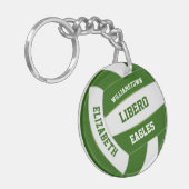 groene witte teamkleuren gepersonaliseerd volleyba sleutelhanger (Voorkant Links)