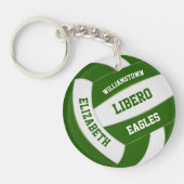 groene witte teamkleuren gepersonaliseerd volleyba sleutelhanger (Voorkant)