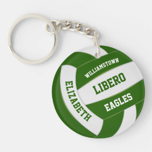 groene witte teamkleuren gepersonaliseerd volleyba sleutelhanger