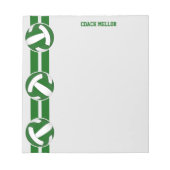 groene witte teamkleuren volleybalcoach aangepast notitieblok (Voorkant)