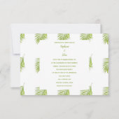 Groene Witte Tropische Palm Bladeren Patronen Huwe Kaart (Voorkant)