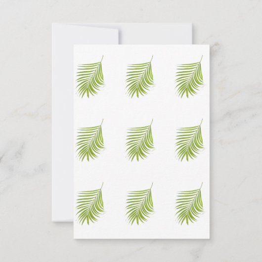 Groene Witte Tropische Palm Bladeren Patronen Huwe Kaart (Achterkant)