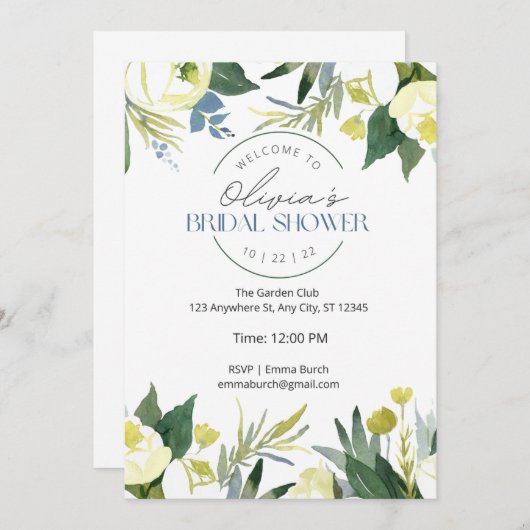 Groene & Witte Tuin Blooms Vrijgezellenfeest Kaart (Voorkant / Achterkant)