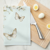 Groene Witte Tulp Bloemen Bruidsdouche Theedoek (Quarter Fold)