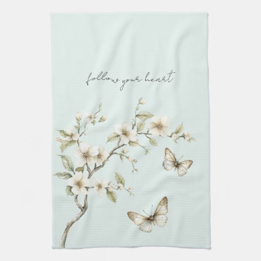 Groene Witte Tulp Bloemen Bruidsdouche Theedoek (Verticaal)