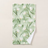 Groene Witte Tulp Bloemen Bruidsfeest Bad Handdoek (Handdoek)