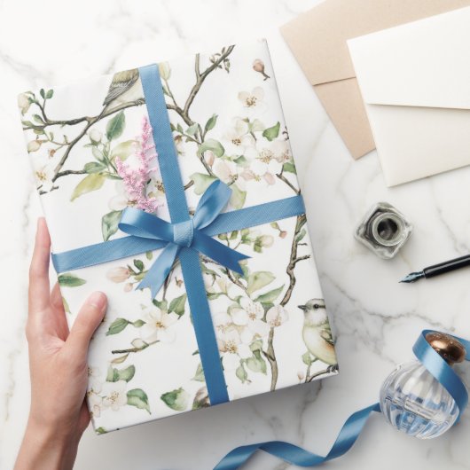Groene Witte Tulp Bloemen Bruiloft Feest Cadeaupapier (Geschenken)