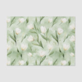 Groene Witte Tulp Bloemen Bruiloft Feest Tissuepapier (Voorkant)
