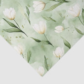 Groene Witte Tulp Bloemen Bruiloft Feest Tissuepapier (Detail)