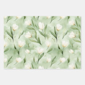 Groene Witte Tulp Bloemen Bruiloftsdouche Inpakpapier Vel (Voorkant 2)