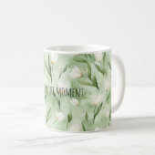 Groene Witte Tulp Bloemen Koffiemok (Voorkant rechts)