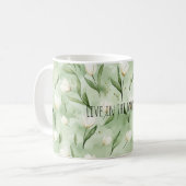 Groene Witte Tulp Bloemen Koffiemok (Voorkant links)