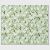 Groene Witte Tulp Bloemen Verjaardag Cadeaupapier (Vlak)