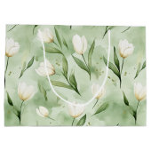 Groene Witte Tulp Bloemen Verjaardag Groot Cadeauzakje (Achterkant)