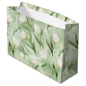 Groene Witte Tulp Bloemen Verjaardag Groot Cadeauzakje (Achterkant Gekanteld)