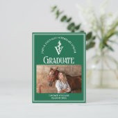 Groene Witte Veterinaire School Foto Afstuderen Briefkaart (Staand voorkant)