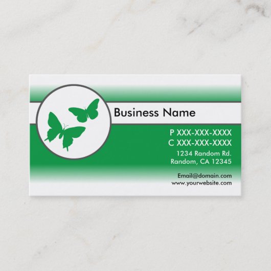 Groene witte vlinders visitekaartjes (Voorkant)