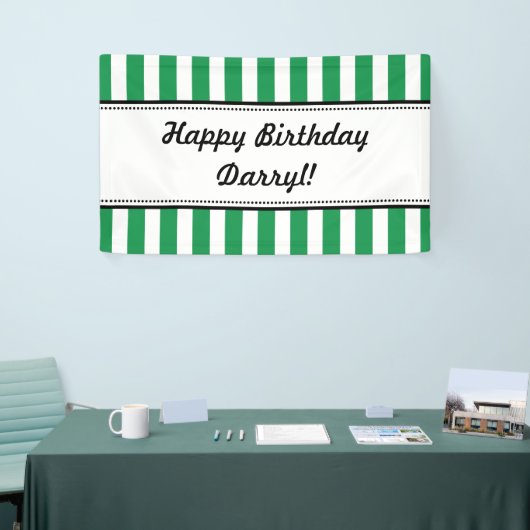 Groene witte vogelbanner stripes spandoek (Beurs)