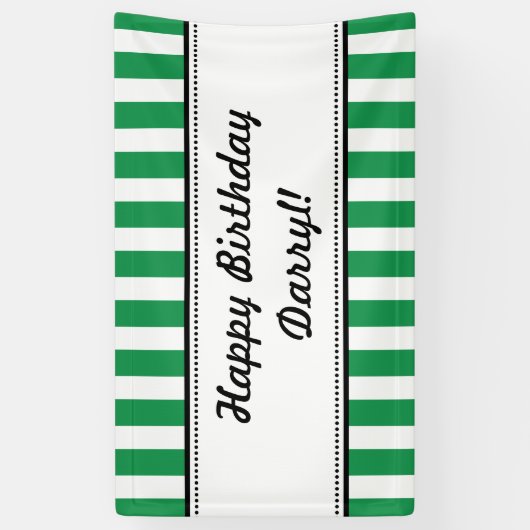 Groene witte vogelbanner stripes spandoek (Verticaal)