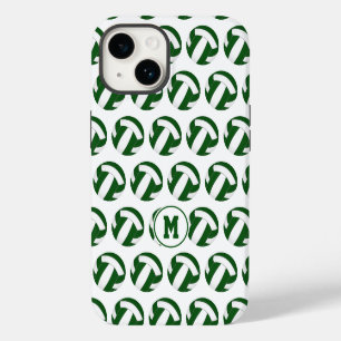 groene witte volleybal patronen met haar monogram iPhone 14 hoesje