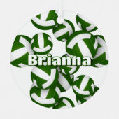 Groene witte volleyballen Een atleet naam Keepsake Metalen Ornament (Voorkant)