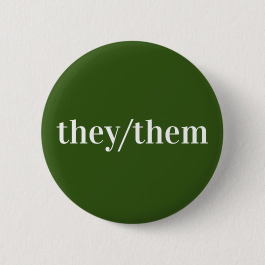 Groene Witte Voornaamwoord Knop Zij/Hun Ronde Button 5,7 Cm (Voorkant)