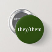 Groene Witte Voornaamwoord Knop Zij/Hun Ronde Button 5,7 Cm (Voorkant /achterkant)