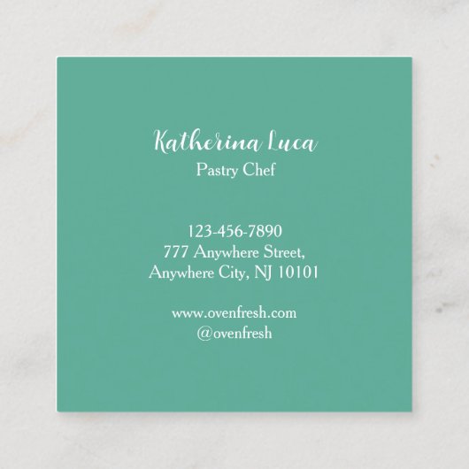 Groene Witte Waterverf Cupcake Bakkerij Vierkante Visitekaartje (Achterkant)
