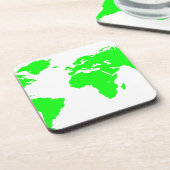 Groene witte Wereldkaart Bier Onderzetter (Linkerzijde)