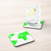 Groene witte Wereldkaart Bier Onderzetter (Rechterzijde)