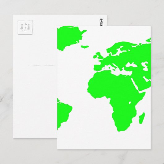 Groene witte Wereldkaart Briefkaart (Voorkant / Achterkant)