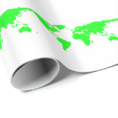 Groene witte Wereldkaart Cadeaupapier (Rol Hoek)