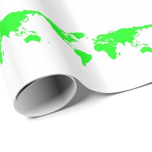 Groene witte Wereldkaart Cadeaupapier (Rol Hoek)