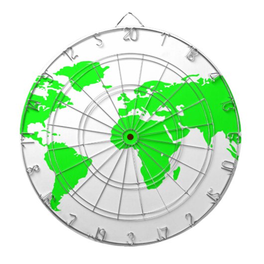 Groene witte Wereldkaart Dartbord (Voorkant)