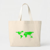 Groene witte Wereldkaart Grote Tote Bag (Voorkant)