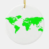 Groene witte Wereldkaart Keramisch Ornament (Voorkant)