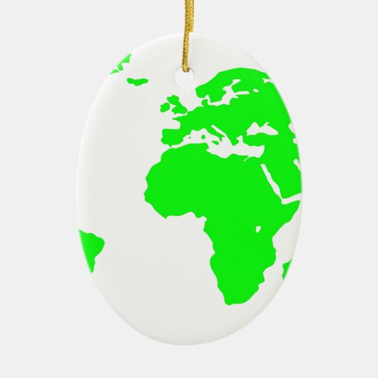 Groene witte Wereldkaart Keramisch Ornament (Voorkant)