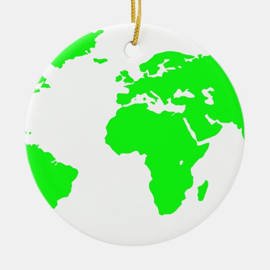 Groene witte Wereldkaart Keramisch Ornament (Voorkant)